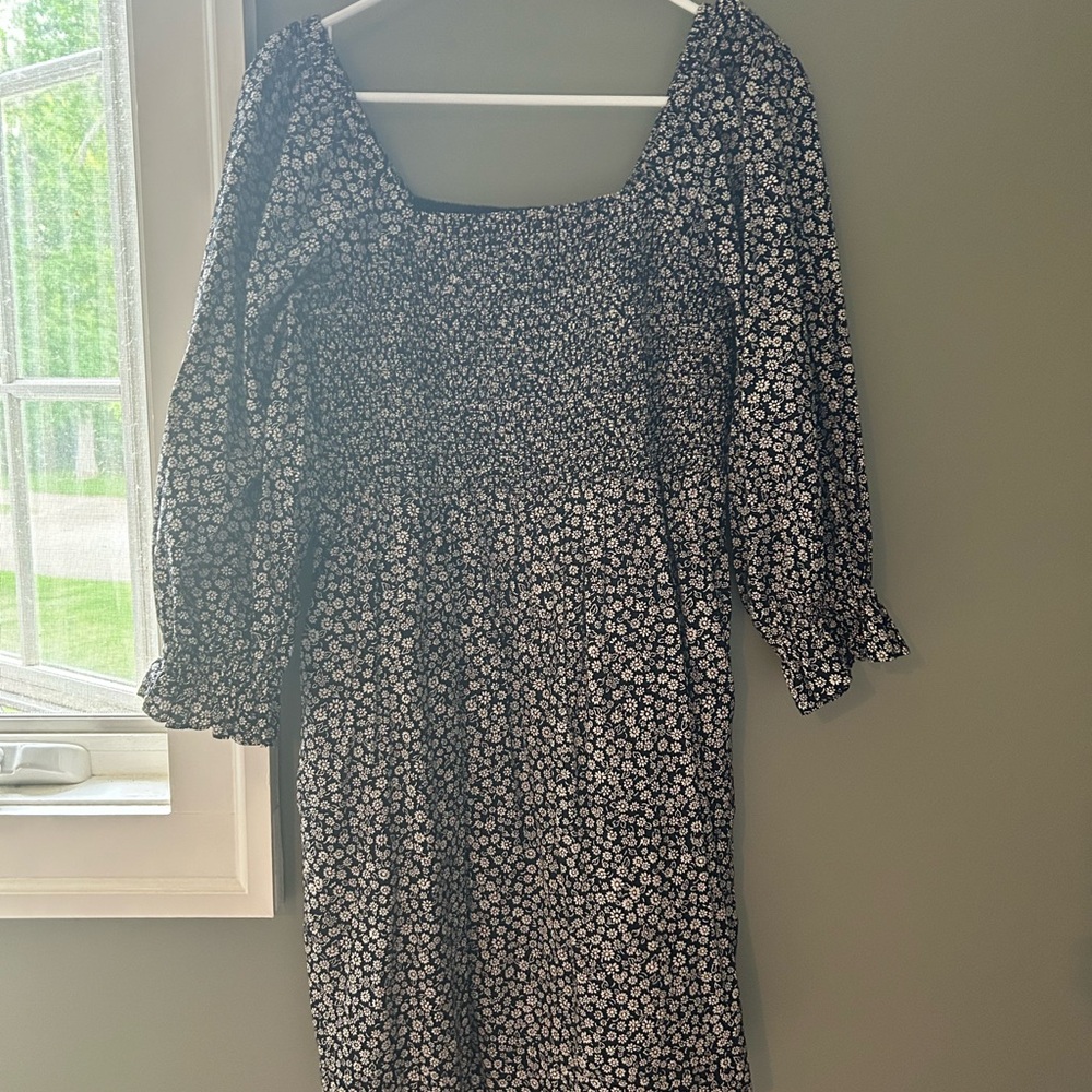 Madewell Floral Dress with Smocked Bodice